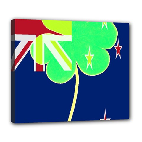 Irish Shamrock New Zealand Ireland Funny St Patrick Flag Deluxe Canvas 24  X 20   by yoursparklingshop