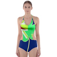 Irish Shamrock New Zealand Ireland Funny St Patrick Flag Cut-out One Piece Swimsuit by yoursparklingshop