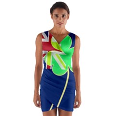 Irish Shamrock New Zealand Ireland Funny St Patrick Flag Wrap Front Bodycon Dress by yoursparklingshop