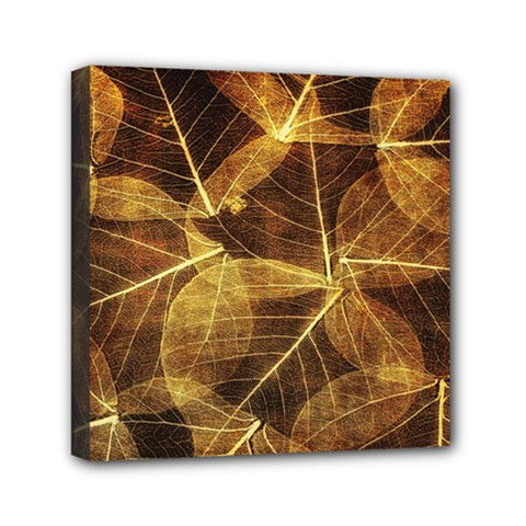 Leaves Autumn Texture Brown Mini Canvas 6  X 6  by Amaryn4rt