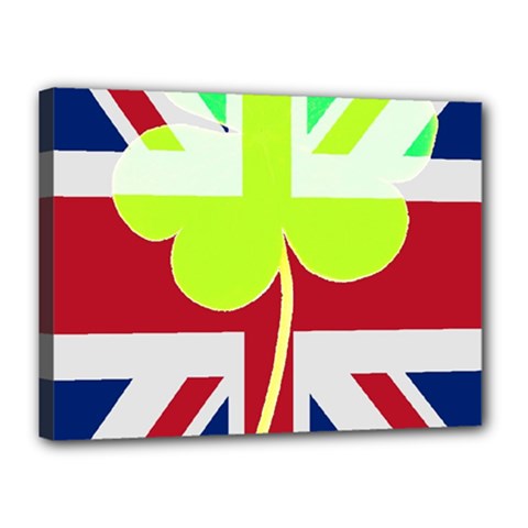 Irish British Shamrock United Kingdom Ireland Funny St  Patrick Flag Canvas 16  X 12  by yoursparklingshop