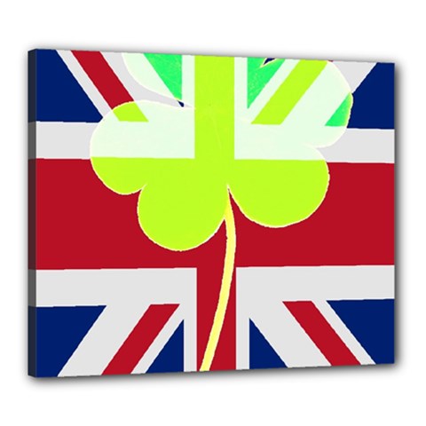 Irish British Shamrock United Kingdom Ireland Funny St  Patrick Flag Canvas 24  X 20  by yoursparklingshop