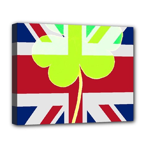 Irish British Shamrock United Kingdom Ireland Funny St  Patrick Flag Deluxe Canvas 20  X 16   by yoursparklingshop