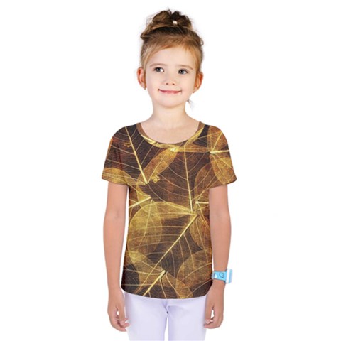 Leaves Autumn Texture Brown Kids  One Piece Tee by Amaryn4rt