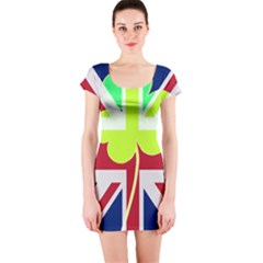 Irish British Shamrock United Kingdom Ireland Funny St  Patrick Flag Short Sleeve Bodycon Dress by yoursparklingshop