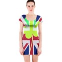 Irish British Shamrock United Kingdom Ireland Funny St. Patrick Flag Short Sleeve Bodycon Dress View1