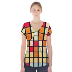 Mozaico Colors Glass Church Color Short Sleeve Front Detail Top by Amaryn4rt