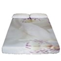 Orchids Flowers White Background Fitted Sheet (King Size) View1