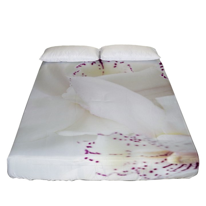 Orchids Flowers White Background Fitted Sheet (King Size)