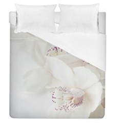 Orchids Flowers White Background Duvet Cover (queen Size) by Amaryn4rt