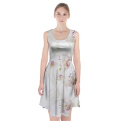 Orchids Flowers White Background Racerback Midi Dress