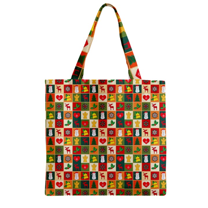 Pattern Christmas Patterns Zipper Grocery Tote Bag