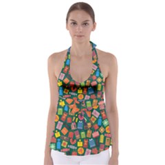 Presents Gifts Background Colorful Babydoll Tankini Top by Amaryn4rt