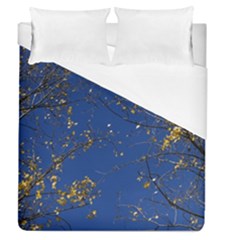 Poplar Foliage Yellow Sky Blue Duvet Cover (queen Size) by Amaryn4rt