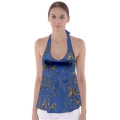 Poplar Foliage Yellow Sky Blue Babydoll Tankini Top by Amaryn4rt