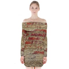 Wall Plaster Background Facade Long Sleeve Off Shoulder Dress by Amaryn4rt