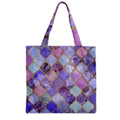 Blue Toned Moroccan Mosaic  Zipper Grocery Tote Bag by Brittlevirginclothing