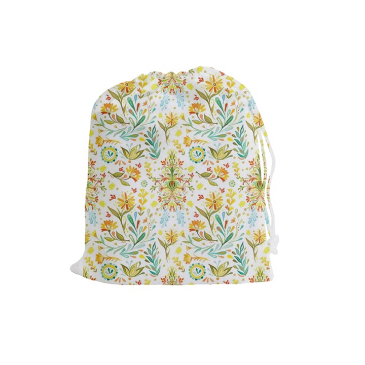 Cute small colorful flower  Drawstring Pouches (Large) 