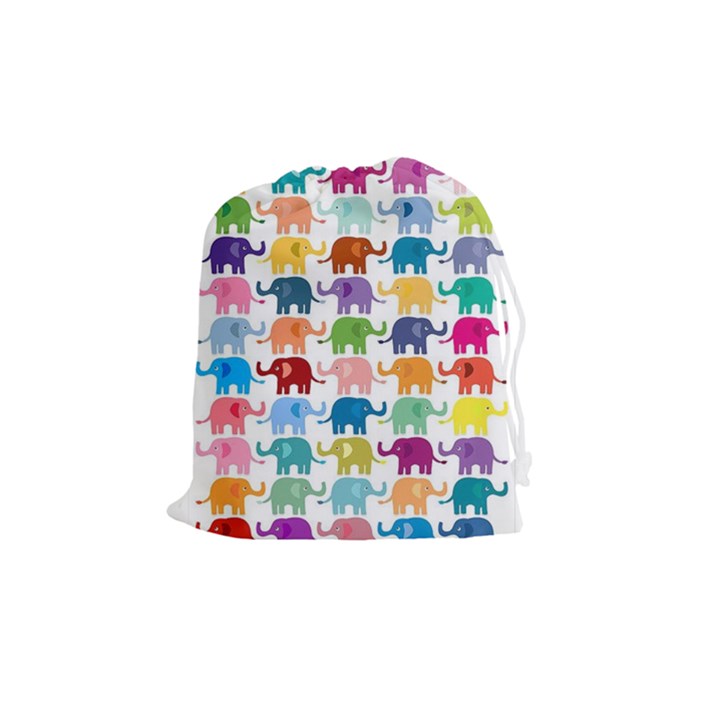 Lovely colorful mini elephant Drawstring Pouches (Medium) 