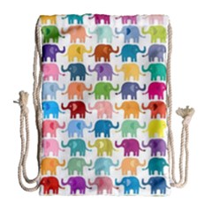 Lovely Colorful Mini Elephant Drawstring Bag (large) by Brittlevirginclothing