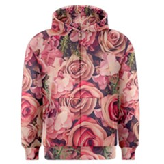 Beautiful Pink Roses  Men s Zipper Hoodie by Brittlevirginclothing