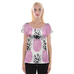 Cute Pink Pineapple  Women s Cap Sleeve Top by Brittlevirginclothing