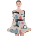 Cute cartoon animals Long Sleeve Velvet Skater Dress View1