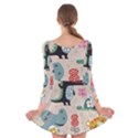 Cute cartoon animals Long Sleeve Velvet Skater Dress View2