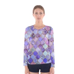 Blue Moroccan Mosaic Women s Long Sleeve Tee