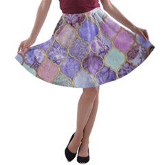 Blue Moroccan Mosaic A-line Skater Skirt by Brittlevirginclothing