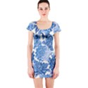 Blue flowers Short Sleeve Bodycon Dress View1