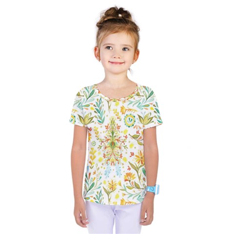 Pastel Flowers Kids  One Piece Tee by Brittlevirginclothing