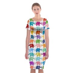 Colorful Small Elephants Classic Short Sleeve Midi Dress by Brittlevirginclothing