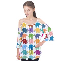 Colorful Small Elephants Flutter Tees