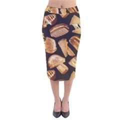 Delicious Snacks Velvet Midi Pencil Skirt