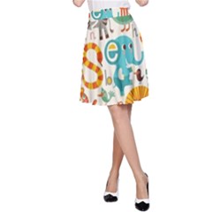 Cute Cartoon Animals A-line Skirt by Brittlevirginclothing