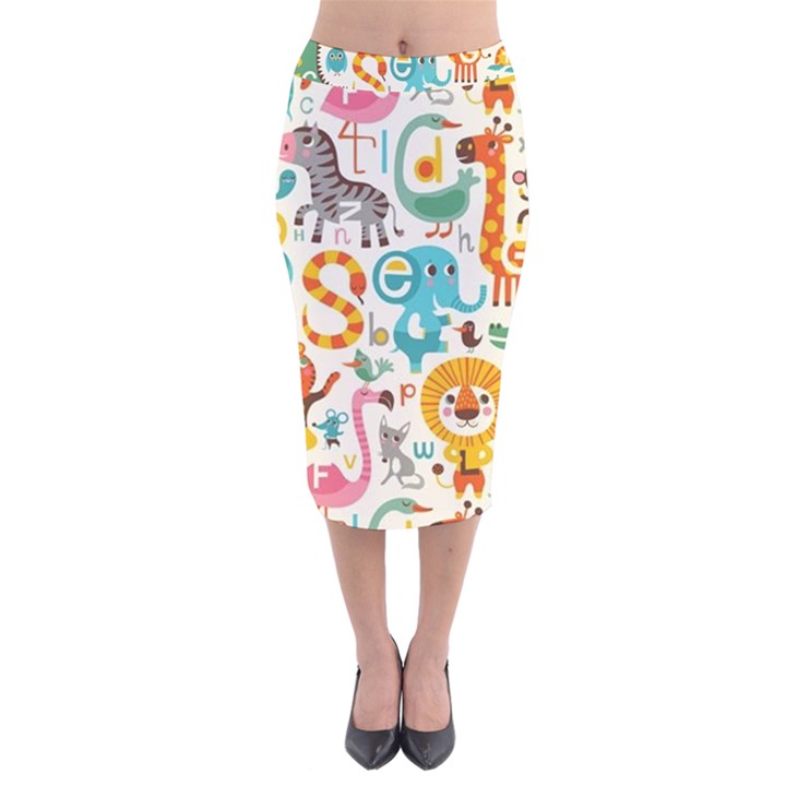 Cute cartoon animals Velvet Midi Pencil Skirt