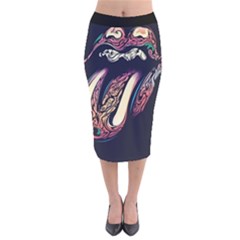 The Rolling Stones Glowing Velvet Midi Pencil Skirt by Brittlevirginclothing