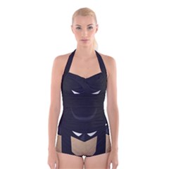 Batman  Boyleg Halter Swimsuit  by Brittlevirginclothing