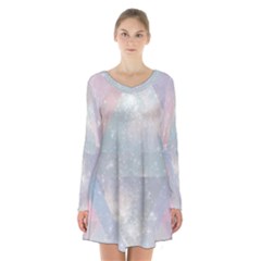 Pastel Colored Crystal Long Sleeve Velvet V-neck Dress by Brittlevirginclothing