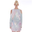 Pastel colored crystal Velvet Long Sleeve Shoulder Cutout Dress View2