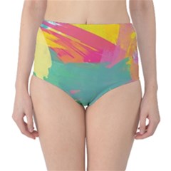 Paint Brush High-waist Bikini Bottoms by Brittlevirginclothing