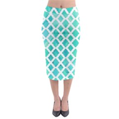 Blue Mosaic Midi Pencil Skirt by Brittlevirginclothing