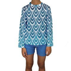 Blue Scale  Kids  Long Sleeve Swimwear by Brittlevirginclothing