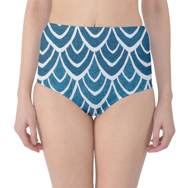 Blue scale  High-Waist Bikini Bottoms