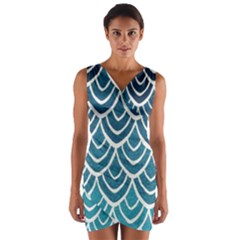 Blue Scale  Wrap Front Bodycon Dress by Brittlevirginclothing