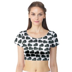 Black Cat Short Sleeve Crop Top (tight Fit) by Brittlevirginclothing