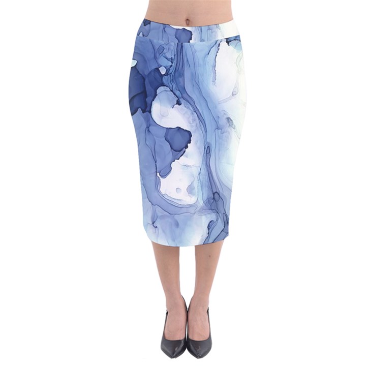 Paint in water Velvet Midi Pencil Skirt