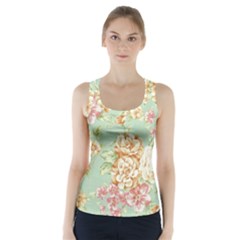 Vintage Pastel Flowers Racer Back Sports Top by Brittlevirginclothing