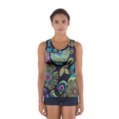 Dark Colored Lila Flowers Women s Sport Tank Top  by Brittlevirginclothing